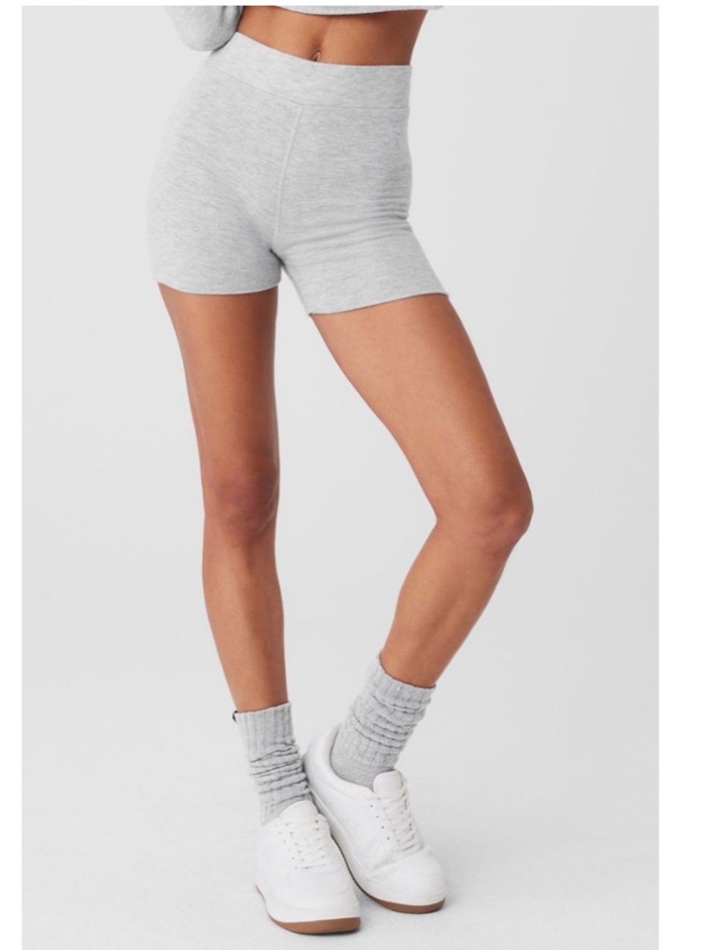 ALO YOGA Alolux High Waist Me Time Shorts Heather Gray Size Small